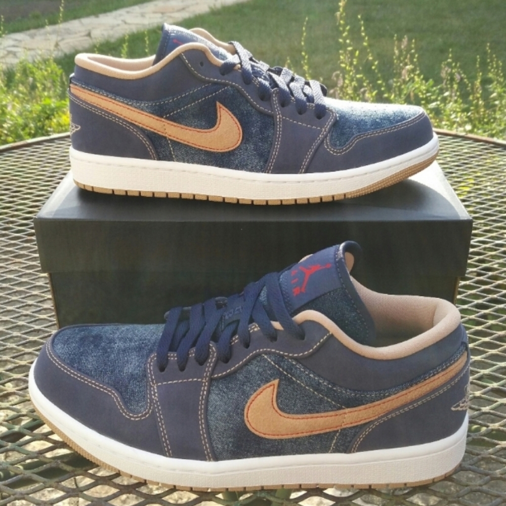 Jordan Navy and Tan Athletic Shoes
